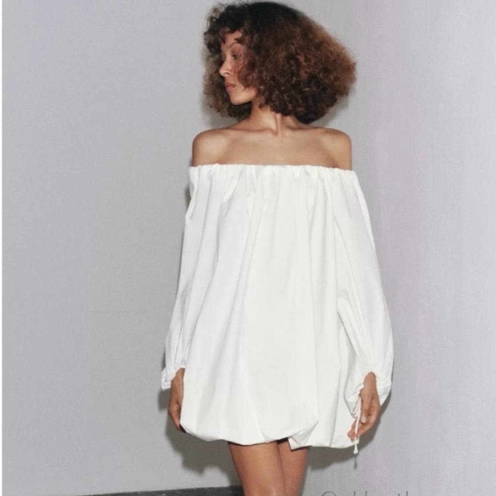 Zara White Long Sleeve Dress